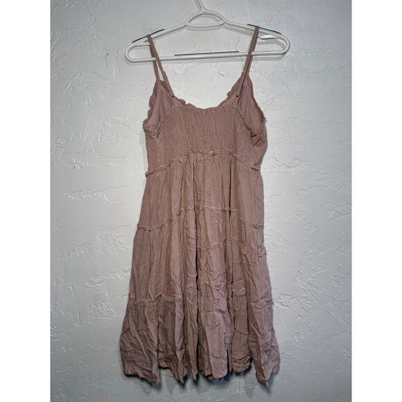 Sim & Sam pink babydoll ruffle tiered mini dress womens large cottagecore boho - Picture 5 of 9